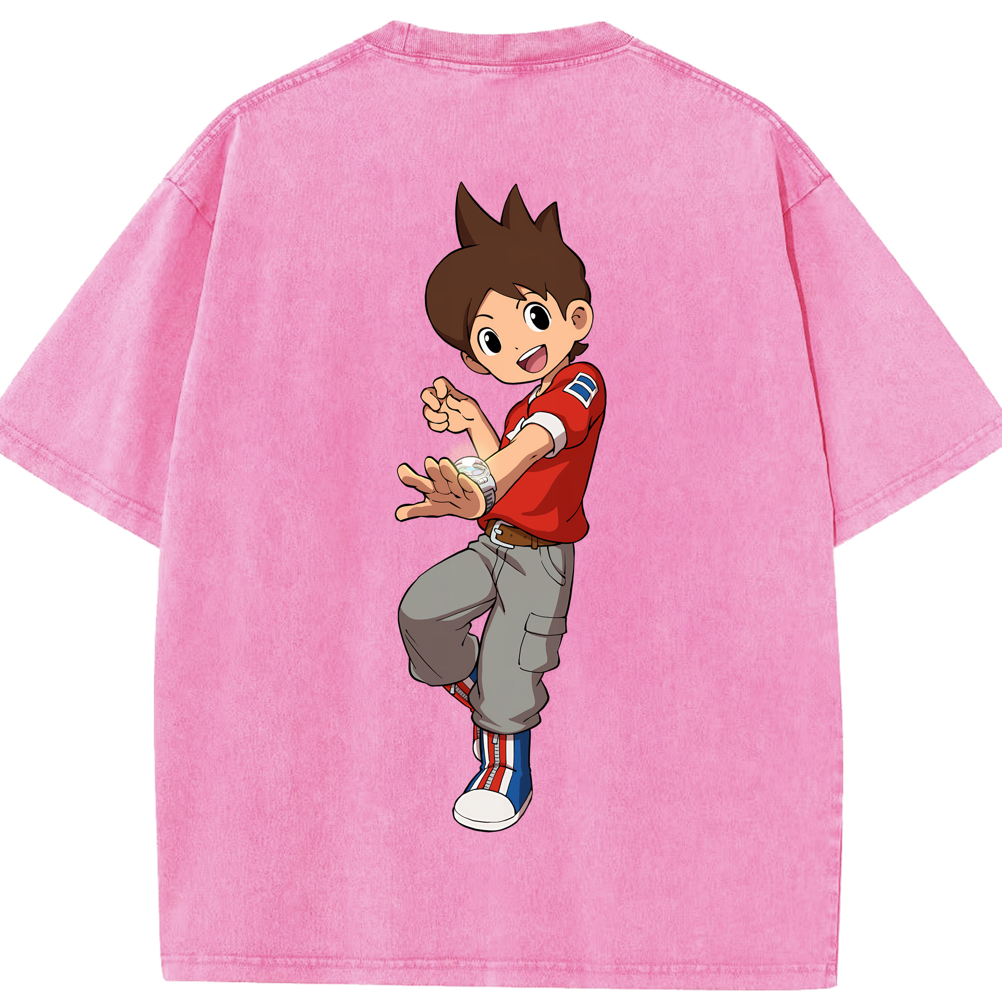 （画像用） 妖怪ウォッチ Yo-kai Watch 綿100% ヴィンテージ風 半袖Tシャツ（背面プリント）